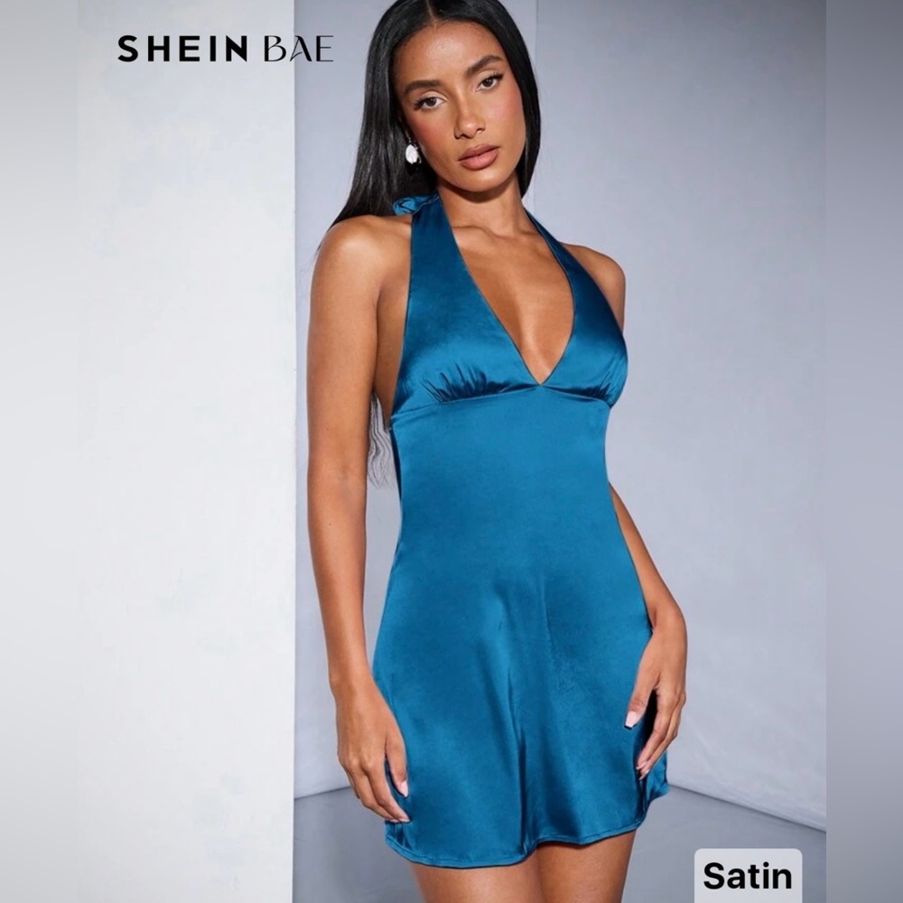 SHEIN Satin Halter Dress